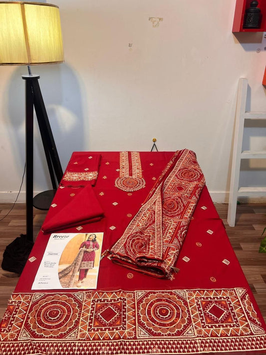 DHENAK FABRIC 3PIECE EMBROIDERED SUITE