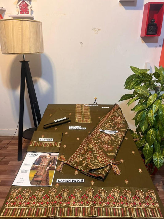 DHENAK FABRIC 3PIECE EMBROIDERED SUITE