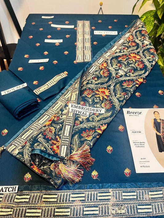 DHENAK FABRIC 3PIECE EMBROIDERED SUITE