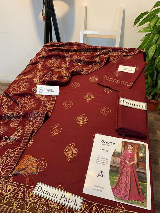 DHENAK FABRIC 3PIECE EMBROIDERED SUITE