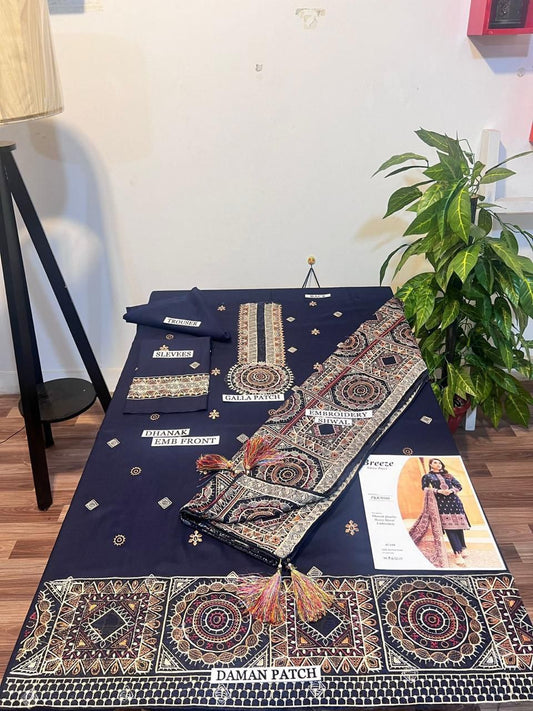 DHENAK FABRIC 3PIECE EMBROIDERED SUITE